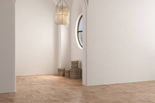 Contemporary empty home interior, cozy style. Minimalist Mid Century concept. 3d rendering - Photo, image