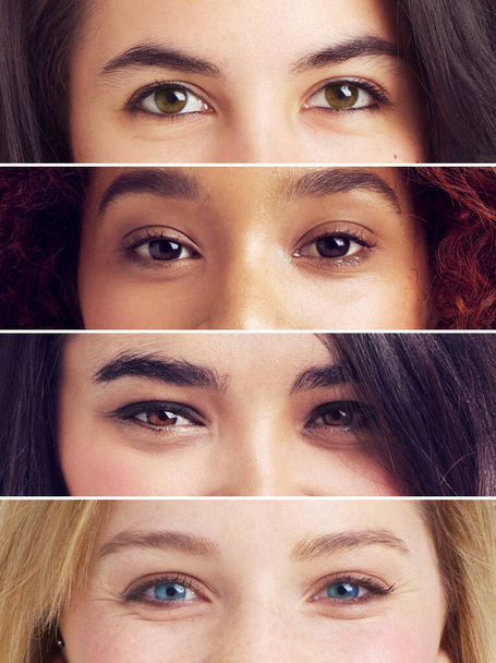 Eyes have their own vocabulary. Composite image of an assortment of peoples eyes - Fotoğraf, Görsel