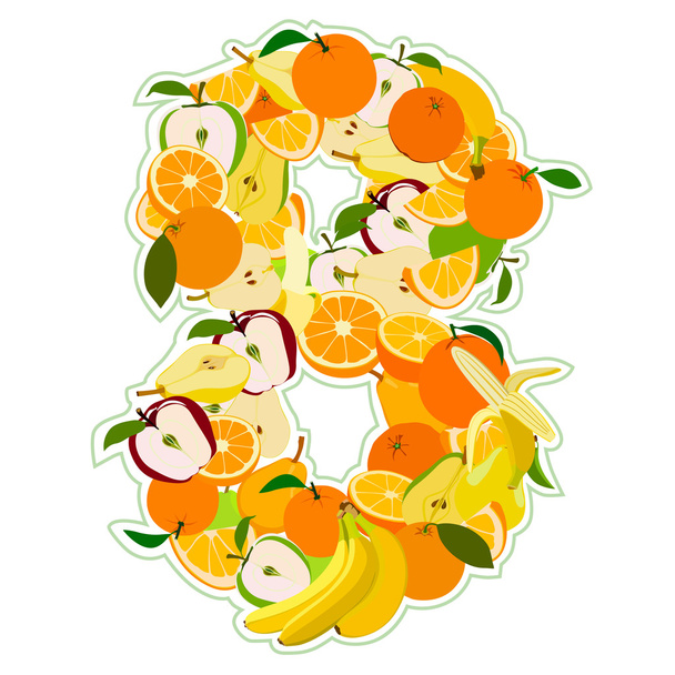 Juicy fruit in the form of number 8 - ベクター画像