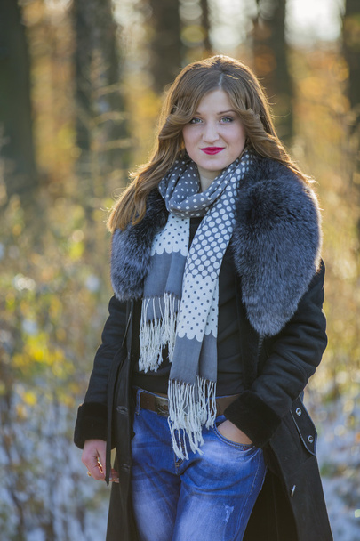 Girl in a fur coat - Fotoğraf, Görsel