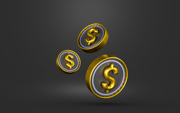 dollar sign on dark background 3d render concept for international currency finance cash - Фото, изображение