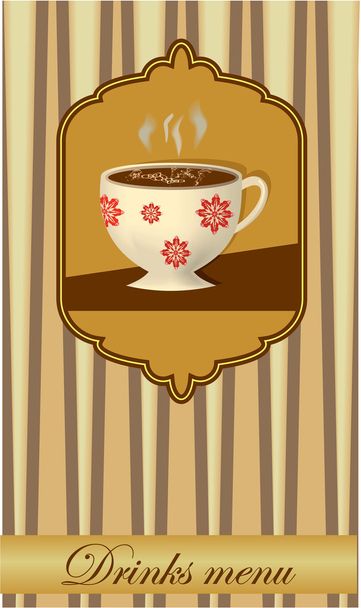 Juomakortin suunnittelu kahvikupilla
 - Vektori, kuva