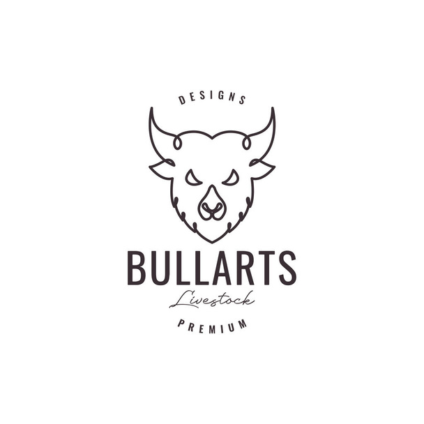 minimal lines art head bull logo design - Vector, imagen