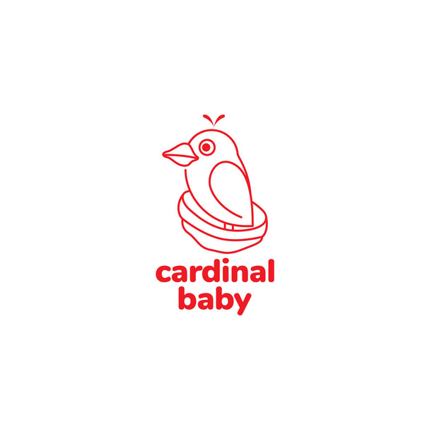cardinal bird nest logo design - Vector, imagen