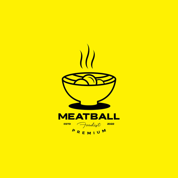 delicious meatball with bowl logo design - ベクター画像