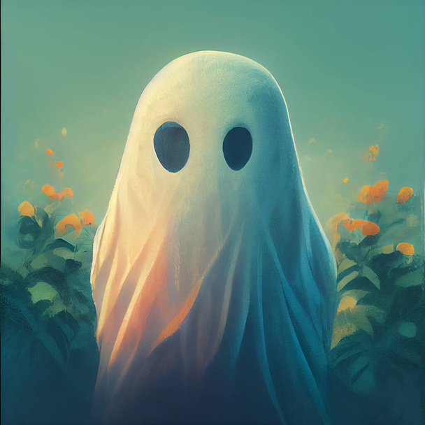 Ghost in a white sheet.Halloween Concept Ghost - Фото, изображение