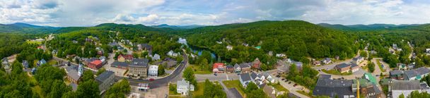 Ashland historic town center aerial view on Highland Street in summer, Ashland, New Hampshire NH, USA.  - Zdjęcie, obraz