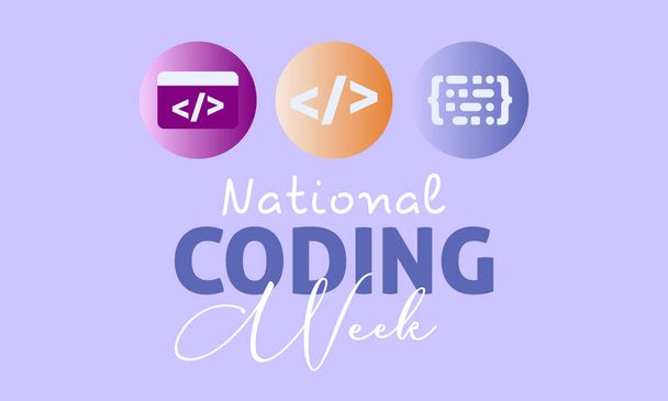 Vector illustration design concept of National coding week observed on every september. - Vector, imagen