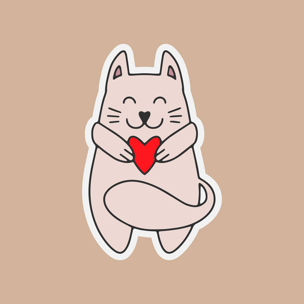 Doodle cat sticker. Hand drawn art line. Sketch animal. Vector stock illustration. EPS 10 - Vecteur, image