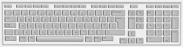Počítačová klávesnice v bílé a šedé - Fotografie, Obrázek