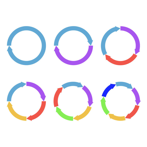Circle arrow diagram, round step by step infographic. Management element. Vector illustration. Circular data options, company strategy, analystics scheme, infographic data, startup process - Vektori, kuva