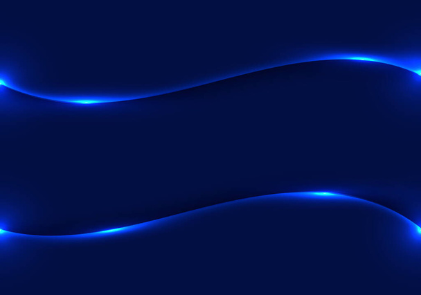 Abstract template glowing blue wave neon lighting background technology concept. Vector illustration - Vektor, obrázek