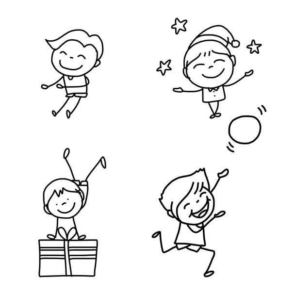 Handzeichnung abstrakte Karikatur glückliche Kinder - Vektor, Bild
