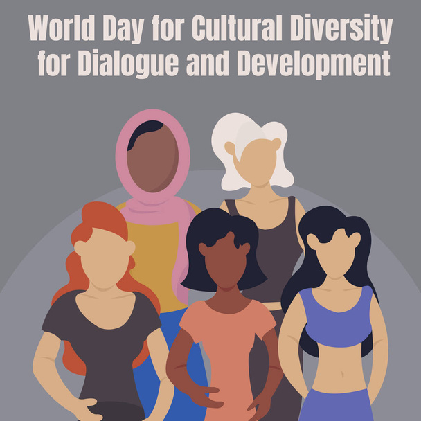 illustration vector graphic of five women with different looks, perfect for world day for cultural diversity for dialogue and development, celebrate, greeting card, etc. - ベクター画像