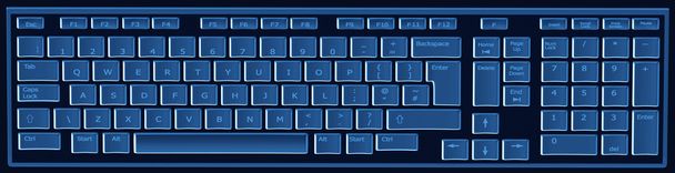 computer keyboard in zwart en blauw - Foto, afbeelding