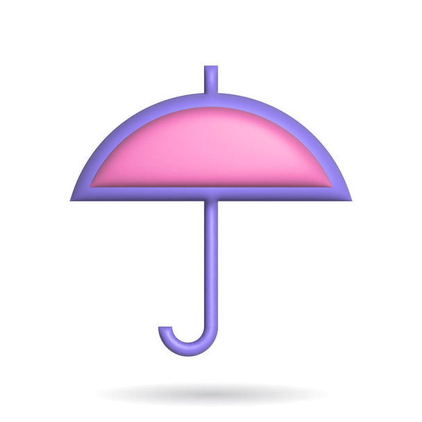 3d rendering umbrella icon. Illustration with shadow isolated on white background. - Valokuva, kuva