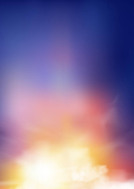 Sunset sky in evening with orange, yellow and purple colour, Dramatic twilight landscape with dark blue sky,Vertical Vector horizon banner of sunrise for Spring or Summer background, Panorama natural  - Vecteur, image