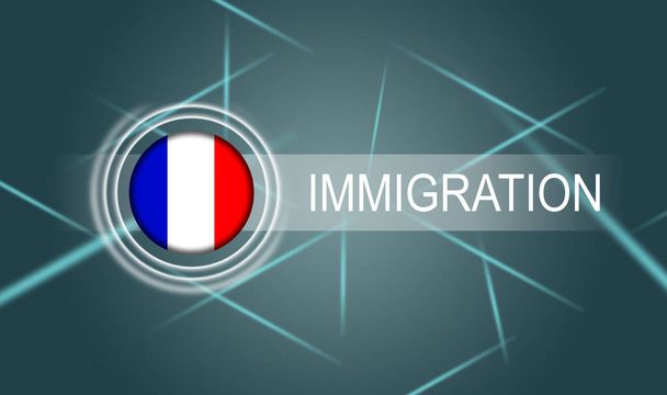 フランスの国旗と碑文の移民. - 写真・画像