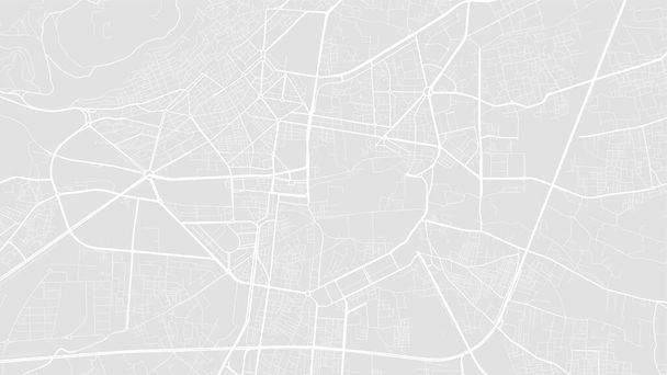 White and light grey Damascus city area vector background map, roads and water illustration. Widescreen proportion, digital flat design roadmap. - Vecteur, image