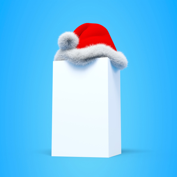christmas hat on a white box - 3D rendering - Foto, immagini