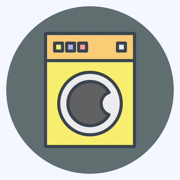 Icon Washing Machine. related to Laundry symbol. color mate style. simple design editable. simple illustration, good for prints - Vector, imagen