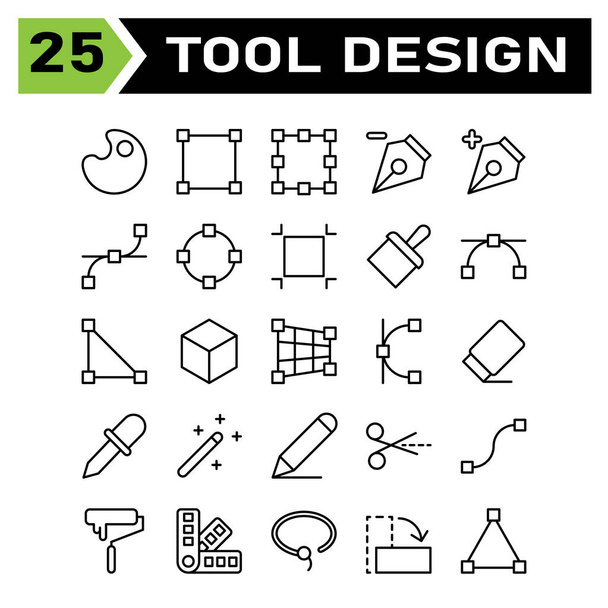 Internet of things icon set include pathfinder, shape, tool, design, crop, painting, color, art, anchor, editing, vector, point, pen tool, draw, minus, plus, line, circle, brush, edit, box, storage - Διάνυσμα, εικόνα