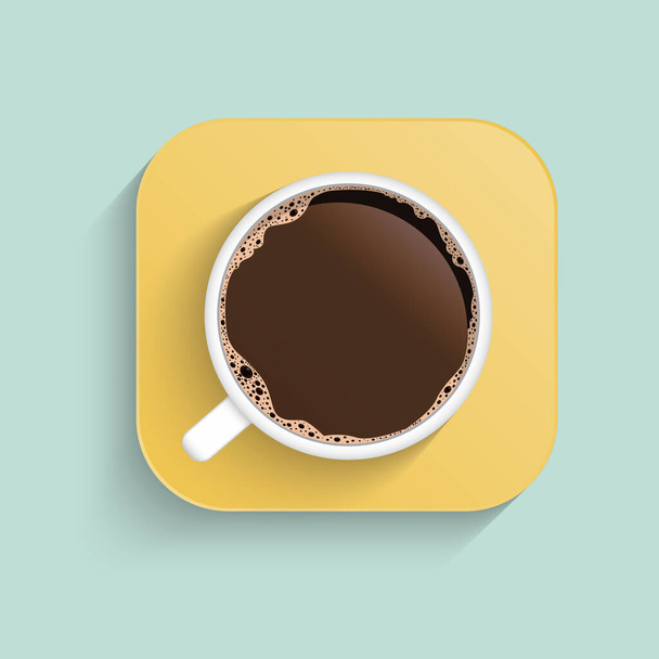 Minimal Design Poster . Cup of Coffee on a light Background. Top View - Vector, Imagen
