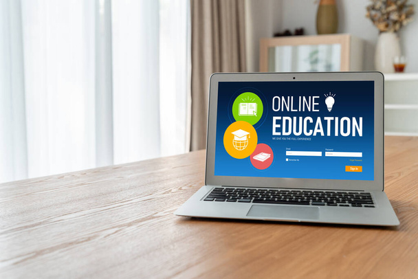 E-learning ιστοσελίδα με modish sofware για τους μαθητές να μελετήσει σε απευθείας σύνδεση στο δίκτυο του Διαδικτύου - Φωτογραφία, εικόνα
