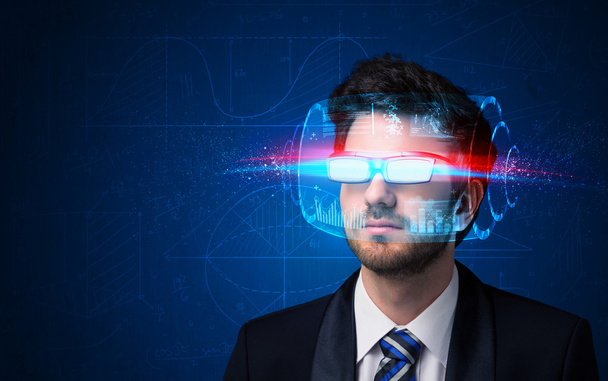 Man with future high tech smart glasses  - Foto, Imagem