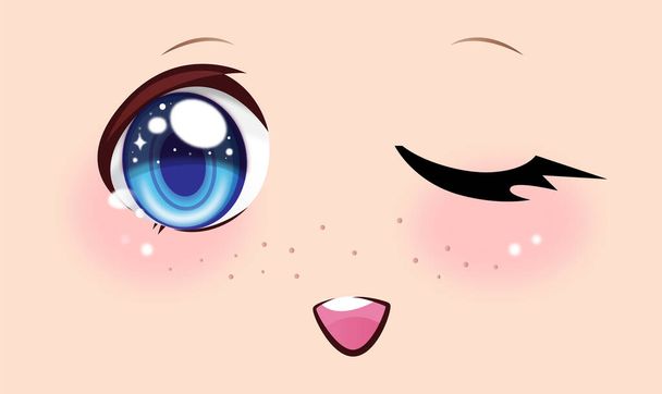 Cute anime girls eyes. Manga face expressions. Vector stock illustration.  - Vetor, Imagem