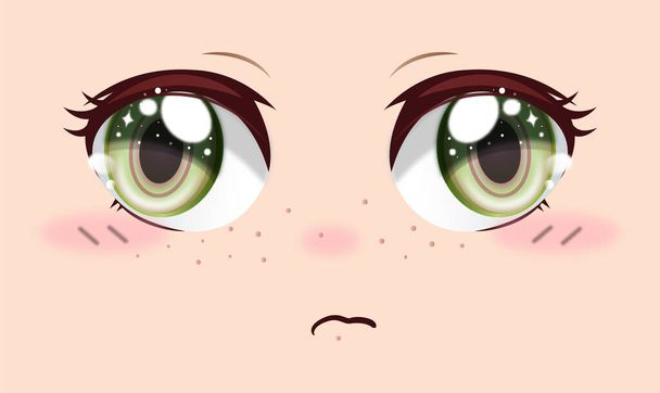 Cute anime girls eyes. Manga face expressions. Vector stock illustration.  - ベクター画像