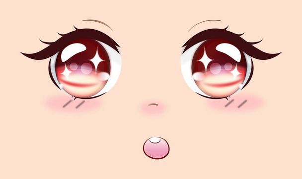 Cute anime girls eyes. Manga face expressions. Vector stock illustration.  - Vecteur, image