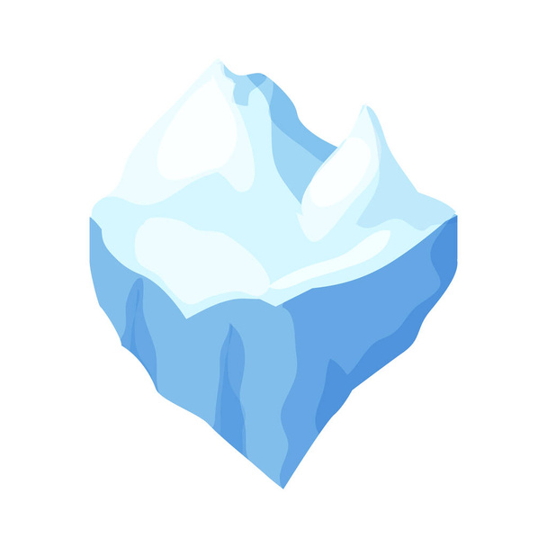 Ice floe, frozen water piece, iceberg in cartoon style isolated on white background. Polar landscape element, ui game asset. Winter decoration. Vector illustration - Vector, Image