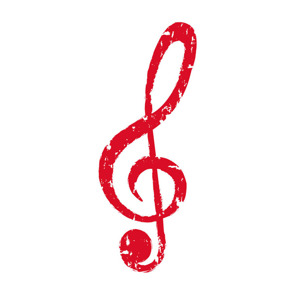 icon of music note red colored clef on white background - Vector, imagen