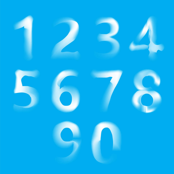 Gorra de hielo de nieve con números aislados sobre fondo azul. Elemento de diseño de tarjetas navideñas. Set de invierno Snowcap. - Foto, Imagen