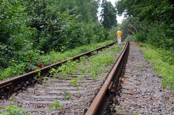 weglopen van verlaten spoorweg baan - Foto, afbeelding