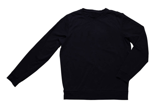 Black sweatshirt mock up isolated on white background. Black sweatshirt design template over white - Photo, image