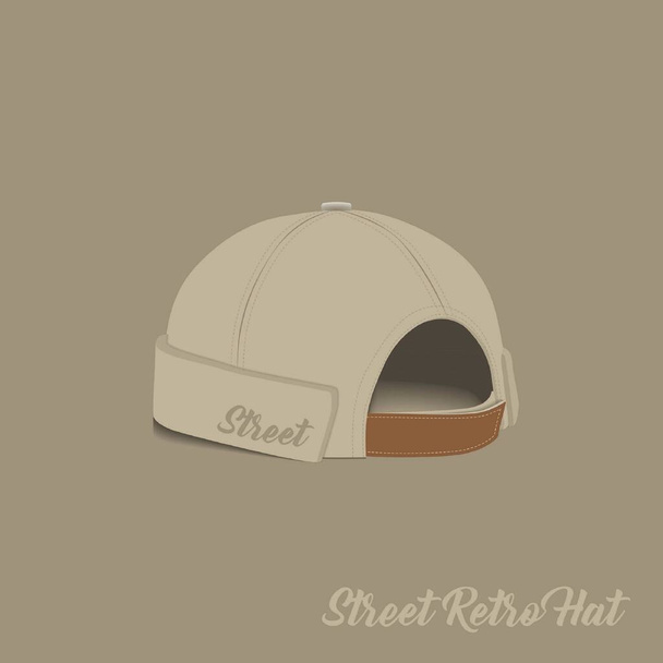 Brimless cap template with back view in cream color - Vector, imagen