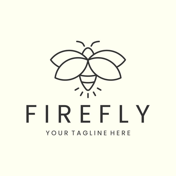 vector firefly linear style logo illustration design icon template - Vektör, Görsel