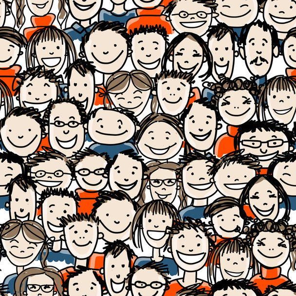 Seamless pattern with people crowd for your design - Vector, Imagen