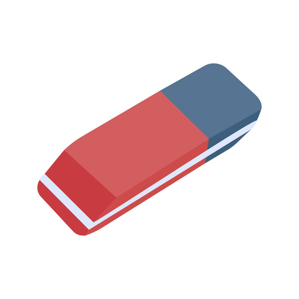 Simple red blue eraser illustration. School supply flat design. Office element - stationery and art school supply. Back to school. Blue red eraser icon - tool for erasing pencil or pen. - Vecteur, image