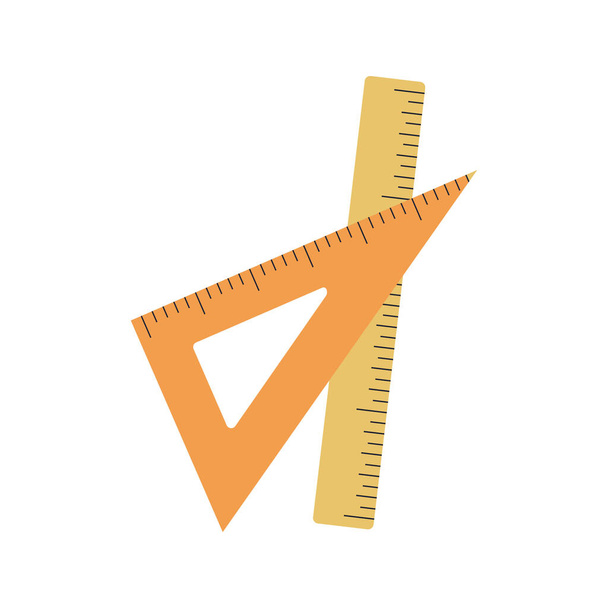Rulers illustration. School supply flat design. Office element - stationery and art school supply. Back to school. Wooden triangle ruler and simple ruler icon - tool to measure length. - Vektör, Görsel