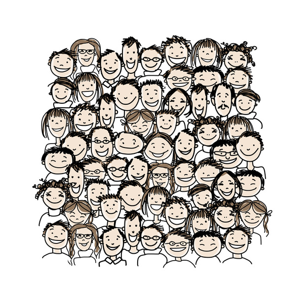 Group of people, sketch for your design - Vetor, Imagem