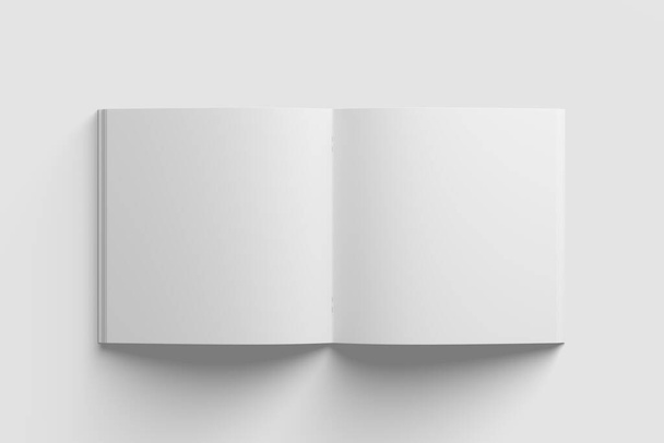 Square Brochure Magazine 3D Rendering White Blank Mockup for Design Presentation - Foto, Imagen