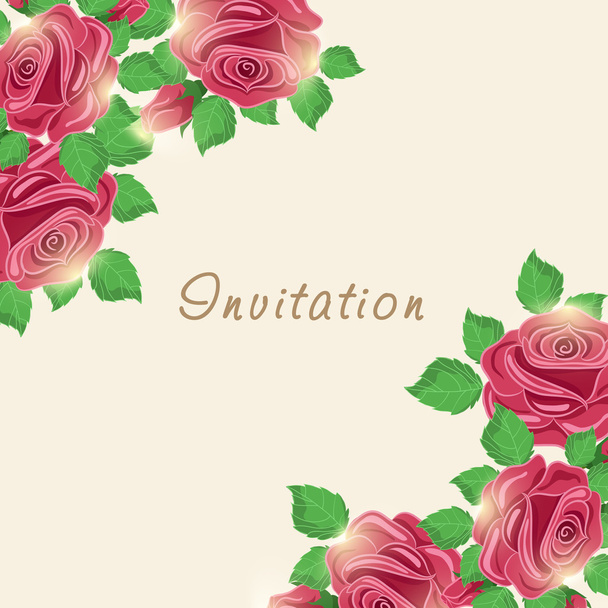 Invitation card with rose. - Vecteur, image