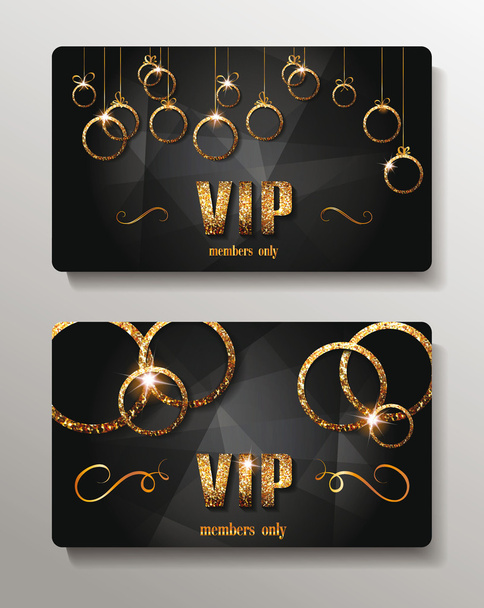 VIP κάρτες με λαμπερό χρυσό κύκλους - Διάνυσμα, εικόνα