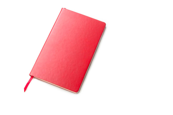 Red blank notebook  on white background - Foto, Imagen