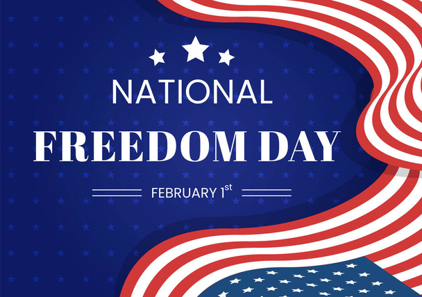 National Freedom Day Template Hand Drawn Cartoon Flat Illustration with American Flag and Hands Breaking a Handcuff Design - Vettoriali, immagini