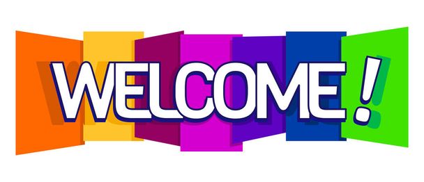 Welcome lettering banner on vibrant colors. Flat vector illustration - Vector, afbeelding