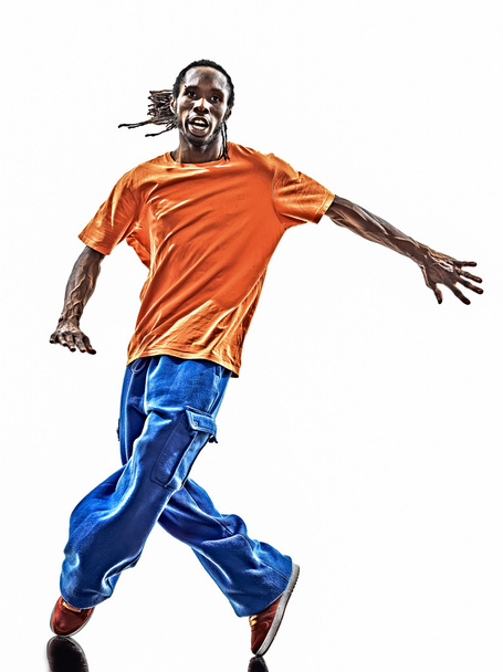 hip hop acrobatic break dancer breakdancing young man silhouette - Foto, Bild